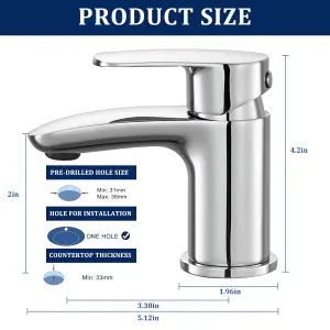 BATHWEST Bathroom Basin Tap Solid Brass Chromed Handle Hot Cold Mixer Tap Single Lever Faucet