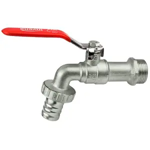 Invena 1 Inch Garden Tap Quarter Turn Water Lever Type Valve Red Handle