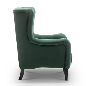 Velvet Bottle Green Wingback Chair