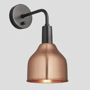 Industville Sleek Cone Wall Light, 7 Inch, Copper, Pewter Holder