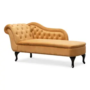 Right Hand Chaise Lounge in Velvet Gold