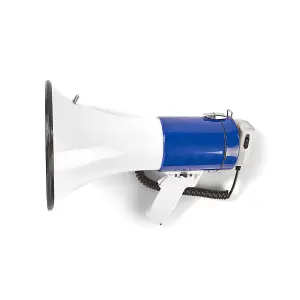 Megaphone 1500m Range with Detachable Microphone, Built-In Siren & Shoulder Strap