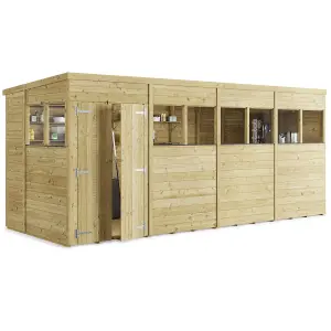 BillyOh Switch Tongue and Groove Pent Wooden Shed - 16x6 Windowed - 15mm Thickness