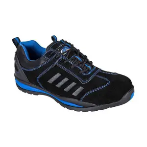 Portwest Mens Steelite Lusum S1P HRO Suede Safety Shoes Black/Blue (10.5 UK)