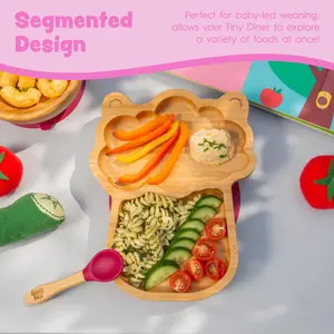 Bamboo Llama Baby Weaning Plate & Fork Set - Pink