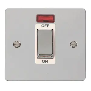 Flat Plate Polished Chrome 1 Gang Ingot Size 45A Switch With Neon - White Trim - SE Home