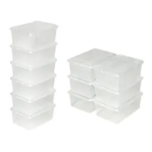 Storage Boxes - 12-piece set with lids, ventilation openings, 33 x 23 x 12 cm - transparent