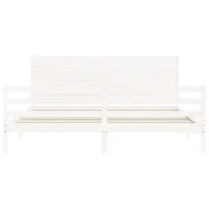 Berkfield Bed Frame with Headboard White 200x200 cm Solid Wood