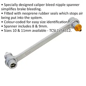 Double Ended Brake Bleeder Spanner for Efficient Brake Maintenance - 8mm & 9mm Sizes