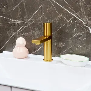 Flode Limingen Mono Basin Mixer Tap Brushed Gold