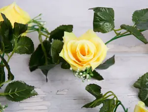 Best Artificial 7ft Yellow Silk Rose Garland decoration - perfect from home, office or events