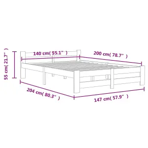 Berkfield Bed Frame Solid Pine Wood 140x200 cm