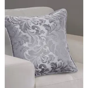 Algonac Damask Square Throw Cushion Grey