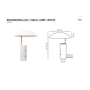 Nordlux DFTP Mademoiselles Indoor Living Dining Bedroom Table Lamp In White (Diam) 32cm