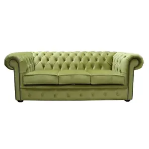 Chesterfield Genuine 3 Seater Sofa Settee Tuscany Pistachio Green In Classic Style