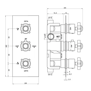 ENKI Edwardian English Gold Crosshead 2-Outlet Solid Brass Thermostatic Triple Shower Valve TSV054