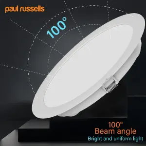 paul russells LED Round Panel Ceiling Lights, 24W 2450 Lumens, Spotlights, IP20, 6500K Day Light, Pack of 4