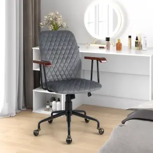 Costway Velvet Leisure Chair Adjustable Swivel Home Office Chair Rolling Computer Chair Grey