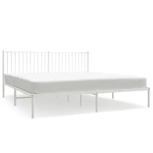 Berkfield Metal Bed Frame with Headboard White 180x200 cm 6FT Super King