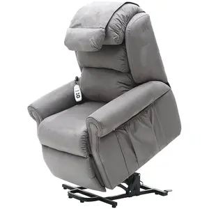 Dual Motor Rise and Recline Armchair - Waterfall Pillow - Grey Suedette Fabric