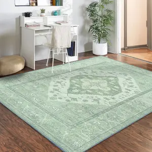 Vernal Kinsey Machine Washable Rug for Living Room, Bedroom, Dining Room, Sage Green, 152 cm X 213 cm