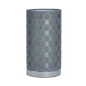 Inlight Hektor Woven Cylinder Polished silver effect Table lamp