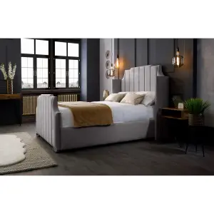 Nelly Plush Velvet Silver Bed Frame