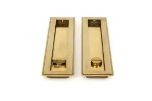 From The Anvil Aged Brass 250mm Art Deco Rectangular Pull - Privacy Set