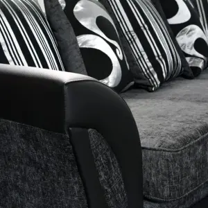 Lisbon Black and Grey Fabric Sofa Suite 3 Seater and 2 Seater