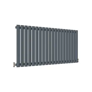 Horizontal Anthracite Single Oval Panel Radiator (H)600mm x (W)1180mm, 4140 BTU.