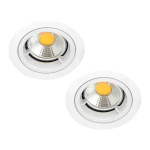 Litecraft 2 Pack White Modern IP20 Fire Rated Fixed Downlights