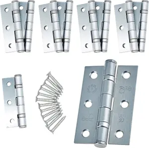 EAI - 3" Internal Door Hinges & Screws G7 FD30  - 76x50x2mm Square - Satin Chrome - Pack 5 Pairs