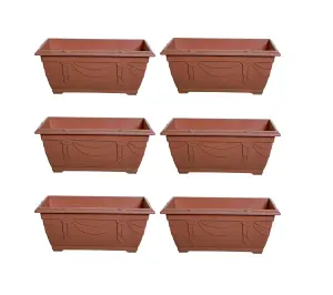 6 x 40cm Small Plastic Venetian Window Box Trough Planter Pot Terracotta Colour