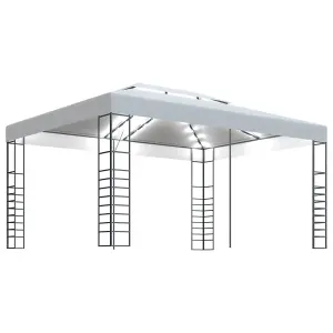 Berkfield Gazebo with LED String Lights 4x3x2.7 m White