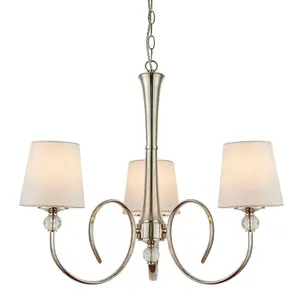 Luxury Hanging Ceiling Pendant Light Bright Nickel Marble Silk 8 Lamp Chandelier