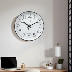 12 Inch Minimalist Wall Clock with Arabic Numerals White