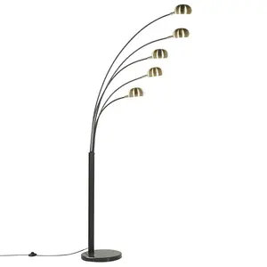 5 Light Metal Floor Lamp Black and Gold FLINDERS