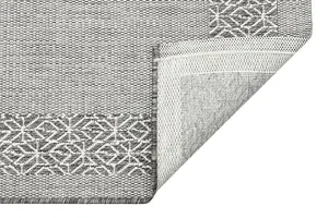 Grey Bordered Modern Easy To Clean Rug For Dining Room-200cm x 290 cm