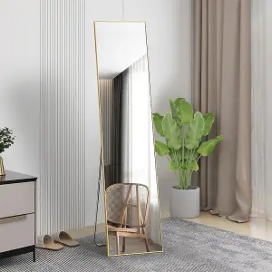 Rose Gold Rectangular Full Length Framed Mirror Freestanding or Wall Floor Mirror Dressing Mirror 150 cm x 40 cm