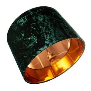 Modern Crushed Velvet Lamp Shade with Shiny Paper Inner Green / 20cm H x 30cm W x 30cm D