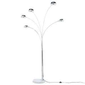 5 Light Metal Floor Lamp Silver FLINDERS