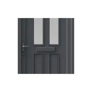 Fortia Chesil Frosted Glazed Anthracite RH External Front Door set, (H)2085mm (W)840mm