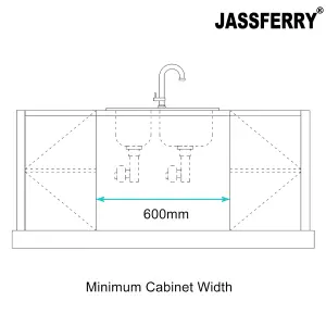 JASSFERRY Undermount Stainless Steel Kitchen Sink 1.5 Bowl Lefthand Smaller Bowl