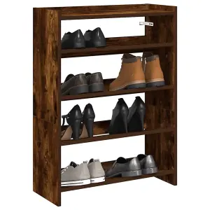 Berkfield Shoe Rack Smoked Oak 60x25x62 cm Engineered Wood