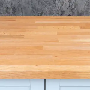 Solid Beech Worktop 3m x 620mm x 38mm - Premium Solid Wood Kitchen Countertop - Real Beech Timber Stave Worktops.