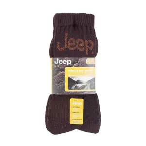 Jeep Terrain - Mens 3 Pair Work Socks 6-11 Brown