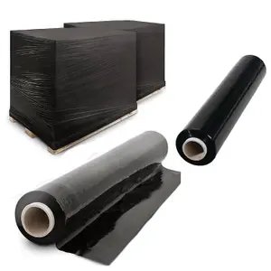 2 x Strong Black 400mm Water & Moisture Proof Pallet Shrink Wrap Easy To Use Cling Film Rolls