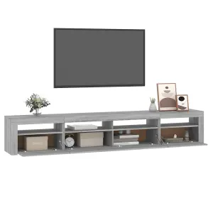 Berkfield TV Cabinet with LED Lights Grey Sonoma 240x35x40 cm