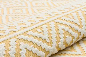 Yellow Outdoor Rug, Geometric Stain-Resistant Rug For Patio Decks, 3mm Modern Outdoor Luxurious Area Rug-190cm X 290cm