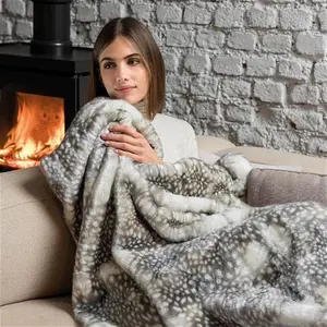 Dreamland Fallow Deer Faux Fur Heated Throw